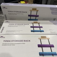3X Wall Mount Yoga Mat Holder – Metal Storage Rack with Wooden Shelf Rack