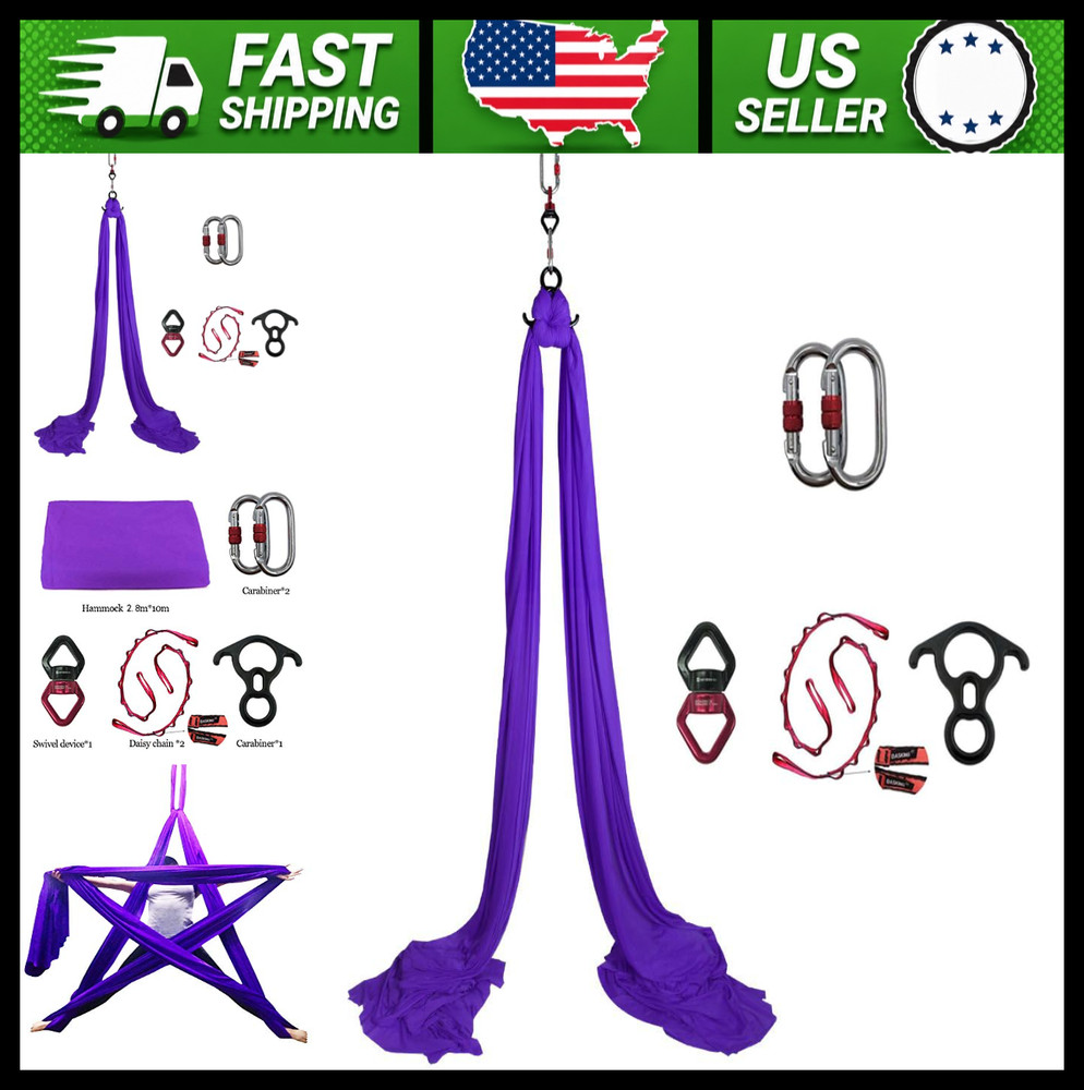 Aerial Silks Starter Kit with Hardware Aerial Yoga Hammock 11 Yards