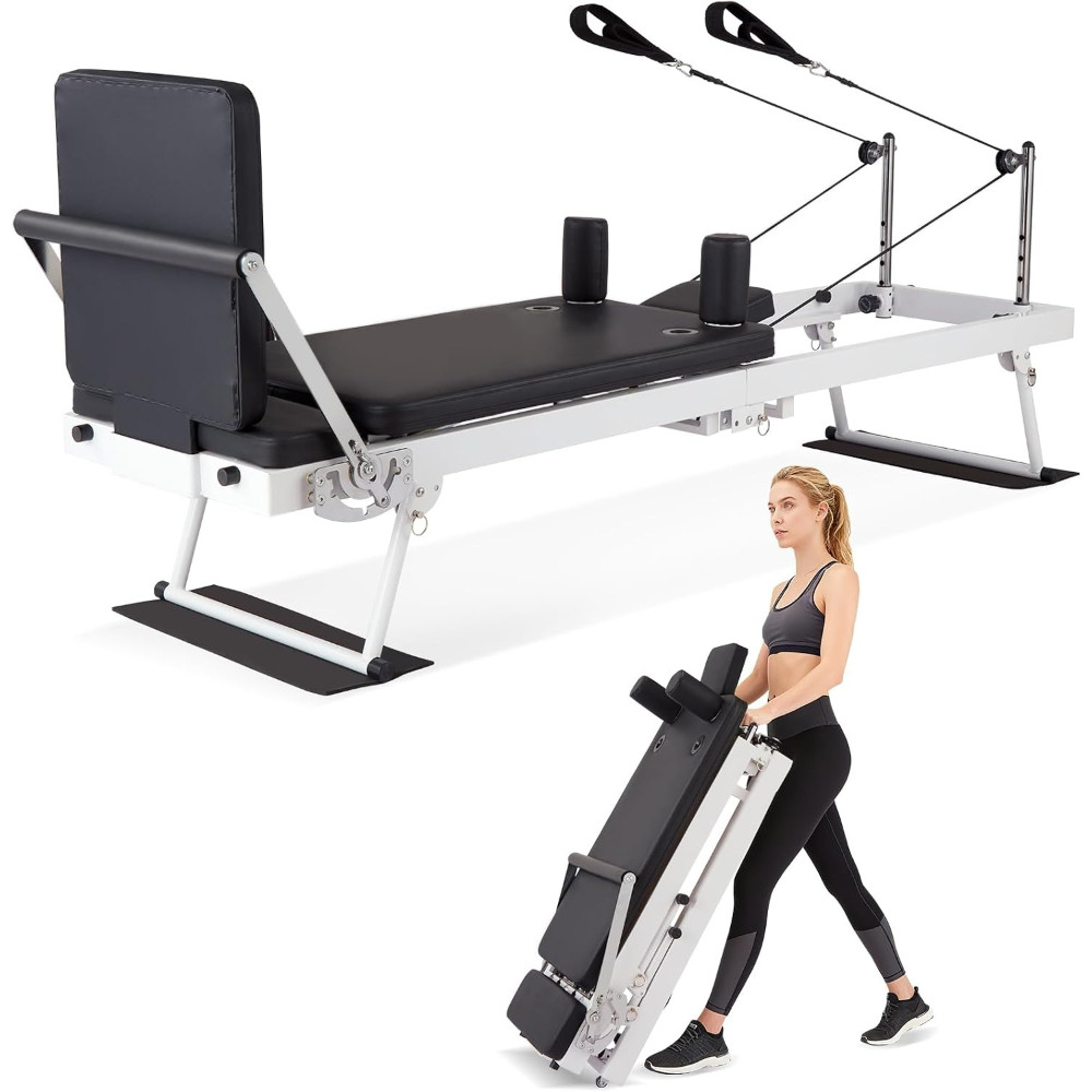 Foldable Pilates Reformer Jump Boards Springs & Cords Adjustable Resistance Home