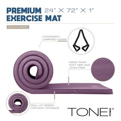 Premium Extra Thick 1-Inch High Density Exercise Mat with Carry Strap – Non-S…
