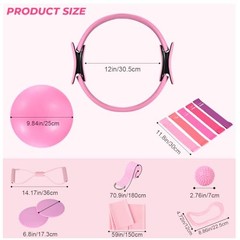 Pilates Ring Set for Women, Pilates Set with Magic Circle, Ball and Pink