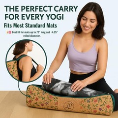 Cork Yoga Mat Bag – Fits Mats Up to 72” Long and ½” Thick (Approx. 4.25” Roll…