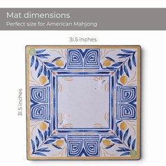American Mahjong Mat – 31.5″ x 31.5″ Table Mat, Canvas Bag, Amalfi Mediter
