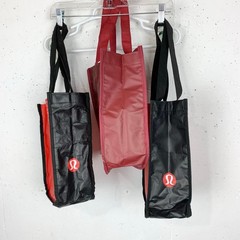 Lululemon Signature Logo Tote Bags Set of Three Red Black Double Handle Small