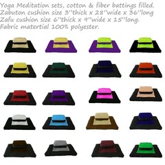 Zafu Zabuton Set, Relaxing Yoga Meditation Cotton Cushions, Mats Black/Turquoise