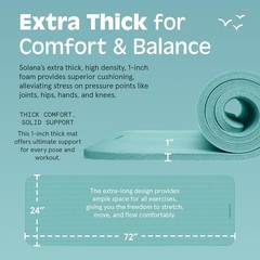 Solana 1-Inch Extra Thick Yoga Mat & Strap – Non-Slip Comfort in Blue Ridge