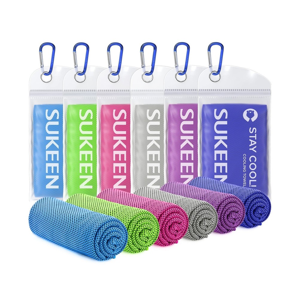 Sukeen Cooling Towels 6 Pack (40″x12″), Cooling Towels for Neck and Face, Qui…