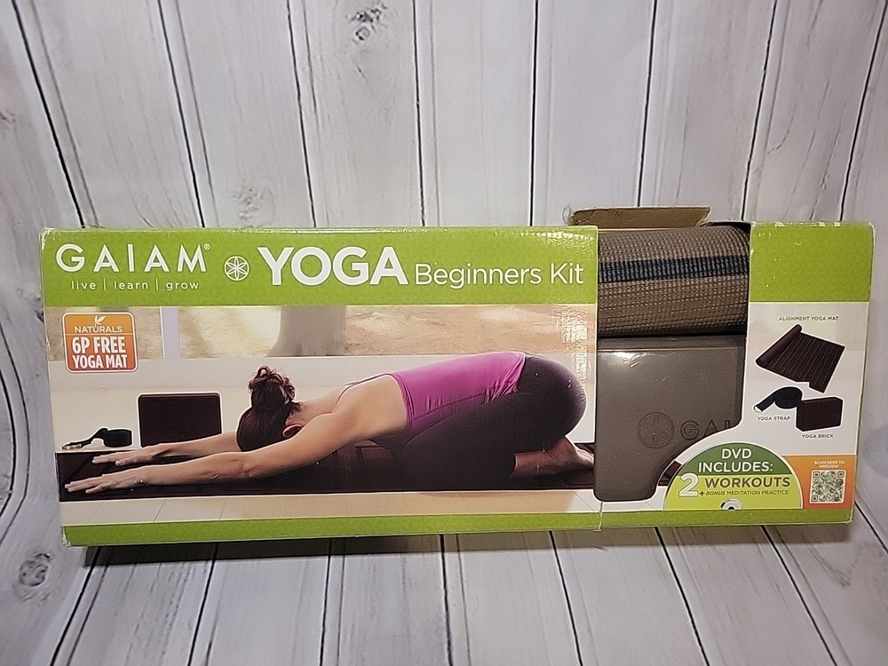 GAIAM YOGA FOR BEGINNERS KIT & DVD 6P YOGA MAT / STRAP/ & BRICK