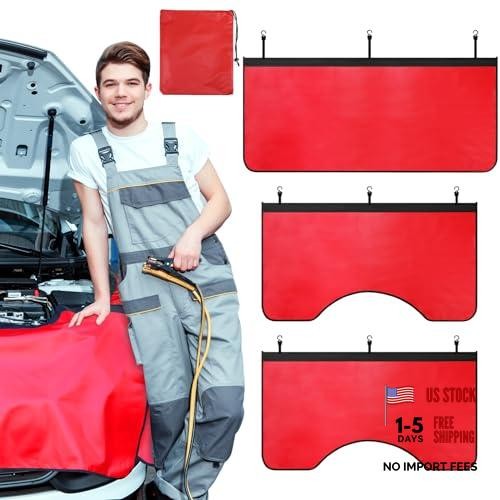 4 Pcs Magnetic Fender Protector Cover for Mechanics Large Leather Red