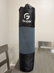 Gruper TPE Non-Slip Yoga Mat 72×24 Blue/Black Rectangle w/ Carrying Bag
