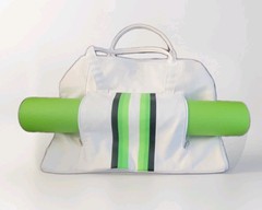 Yoga Mat Bag Light Green/White Full-Zip Canvas with Yoga Mat Pocket