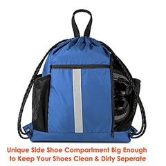 Drawstring Backpack Sports Gym Bag Royalblue Drawstring With Shoe Compartment