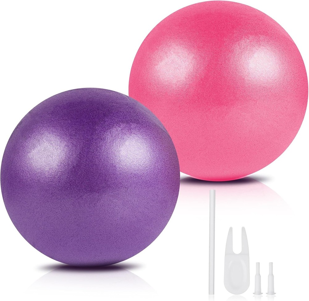 Pilates Ball 2P, 9 Inch Workout Ball for Women Men Kid Toddler, Small Exercise