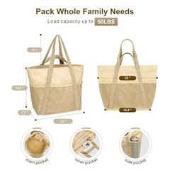 Waterproof Beach Bags for Women – Machine Washable Medium Beige (Light Yellow)
