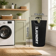 EZU 90L Large Laundry Basket with 8 Steel Rivet Reinforced Handles Freestandi…