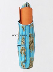Handmade Quilted Cotton Yoga Mat Bag Tiger Print Sling Carrier Shoulder Bag