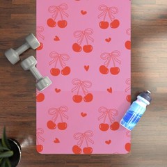 Cute Coquette Cherry Print Rubber Yoga Mat for Comfort and Style