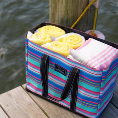 Deano Large Lightweight Beach Tote with Zip Pocket – Folds Flat for Easy Storage