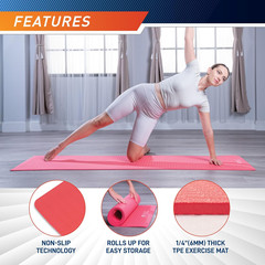 Circuit Fitness by Non-Slip Multi-Purpose Exercise Yoga Mats with Carrying Stra