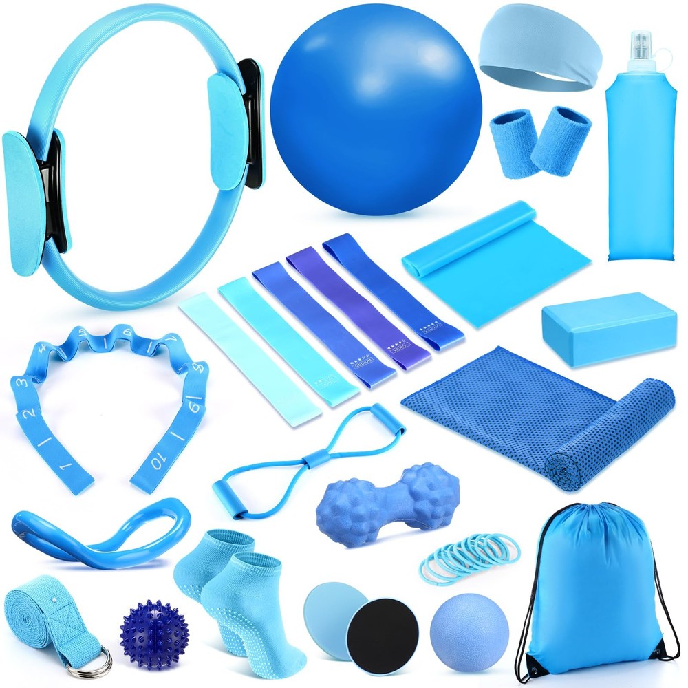 Halloscume 24 Pcs Home Pilates Essentials Kit For Women Pilates Equipment Ring