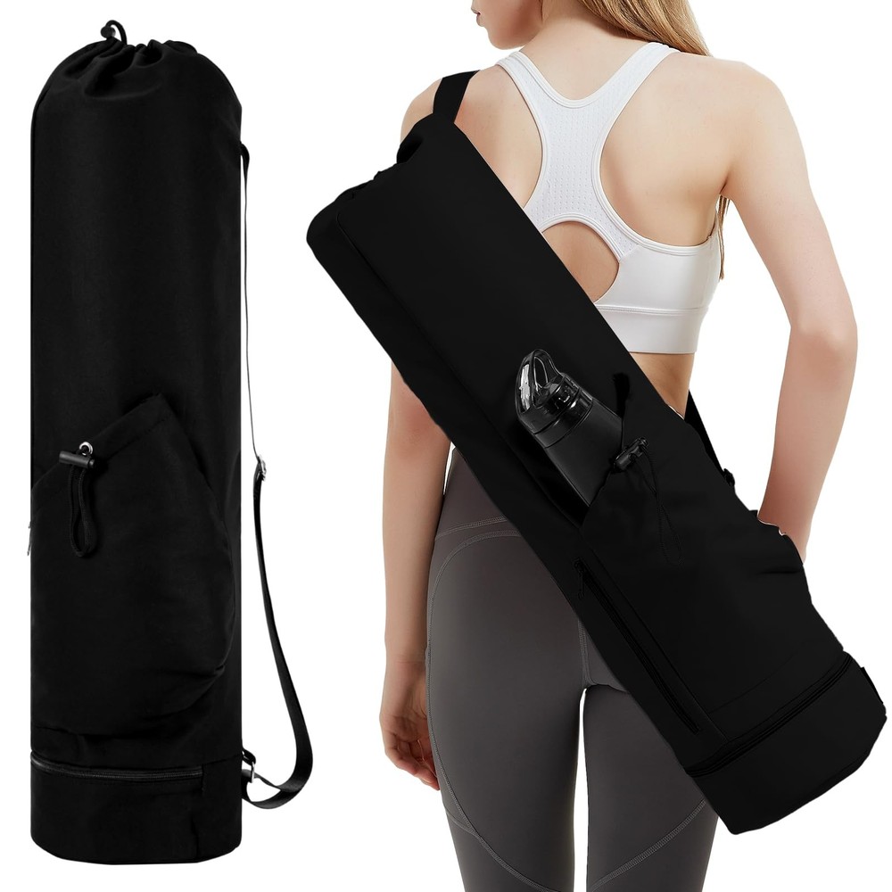sportsnew Yoga Mat Bag with Water Bottle Pocket and Bottom Wet Pocket, Exercise