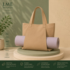 Canvas Yoga Tote Bag with Exterior Sleeve for Yoga Mat; 8 Colors to Choose from
