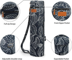 Canvas Yoga Mat Bag with Adjustable Strap & Pockets, Full-Zip Travel Gym Tote fo