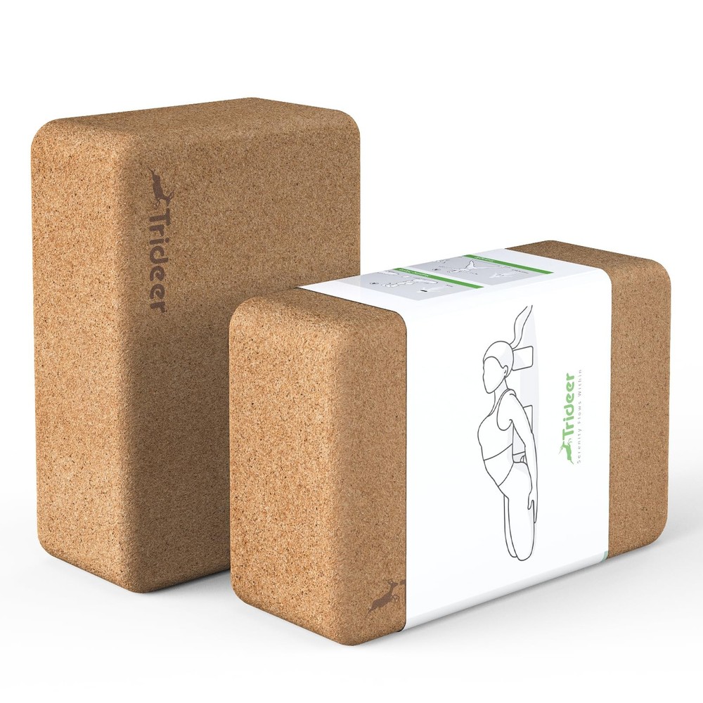Cork Yoga Blocks, 2 Pack Yoga Blocks Natural Cork, High Density Yoga Block wi…