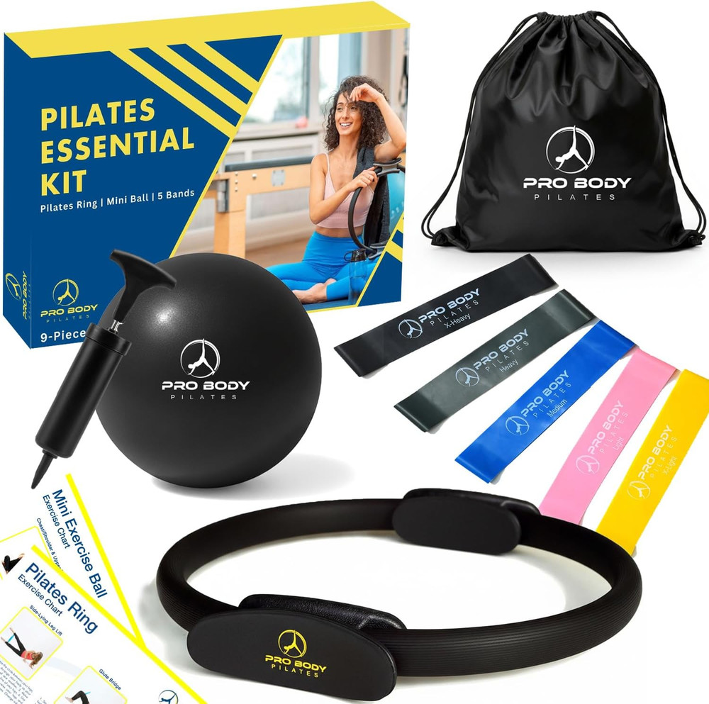 Ring Set 14-Inch Magic Circle 9-Inch Exercise Ball 5 Resistance Bands