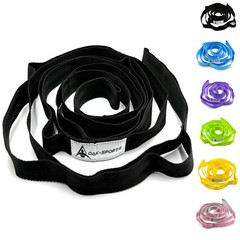 Stretching Strap Yoga with Loops, Stretch 75 inches x 1 inch, Black