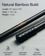 5ft Bamboo Yoga Stick for Flexibility & Mobility – Stretching Equipment with 20+