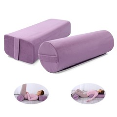 MABOZOO Yoga Bolster Set, Velvet Cover High Density Foam Pillows for Restorat…