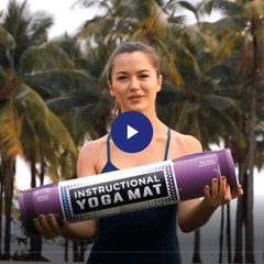 Yoga Mat with Carrying Strap – Illustrated Poses & Stretching Exercises, Non-Sli