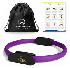 Pro Body Pilates Ring Circle Exercise Fitness Resistance Ring w/ Carry Bag
