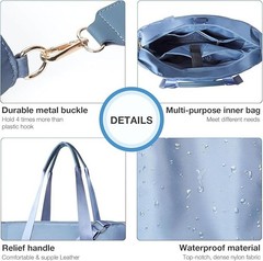 Travel Weekender Carry on Tote Yoga Gym Sports Bag Light Blue
