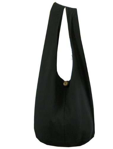 BTP! Thai Monk Buddha Cotton Sling Crossbody Messenger Bag Shlouder Black M2