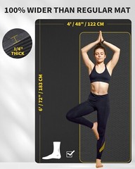 Thick 1/4″ Wide Yoga Mat – Extra Large 6’x4′ for Yoga, Pilates & Exercises