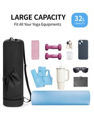 Exercise Yoga Mat Bag Carrier With Water Bottle Pocket Bottom Wet Storage Bag
