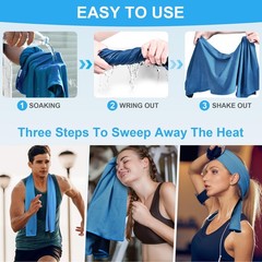 ExTowel Excellent Cooling Towel 4 Pack 40″x12″, Instant 4 Light Blue