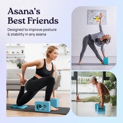 Deep-Zen® Yoga Blocks Wrist Support; 2 Pack with Knee Pads Blue