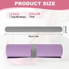 2Pcs Yoga Mat Strap Slap Band One Snap Yoga Mat Slap Band, Gray