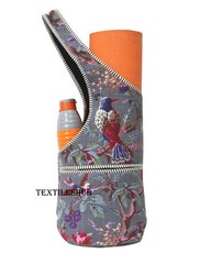 Quilted Cotton Yoga Mat Bag Floral Print Handmade Sling Carry Bag with zipper