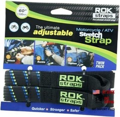 ROK Straps 10001 Adjustable Motorcycle/ATV Stretch Strap Tie-Downs, 60″,