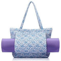 Blue Floral Quilted Yoga Bags with Mat Pocket for , Cute Cotton Floral Yoga T…