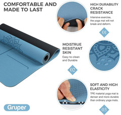 Yoga Mat Non Slip TPE Extra Wide Yoga Mat with Alignment Mark, 72″L X 32″W X 0.3