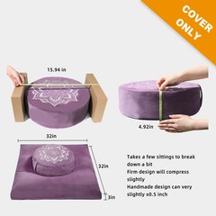 Meditation Zafu Cushion Set,Removable Machine-Washable Luxury Velvet Cover (P…