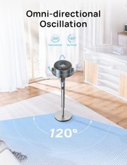 DREO Fan for Bedroom, 120°+120°Omni-directional Oscillating Fan, 90ft, Silver