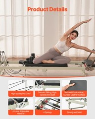 VEVOR Foldable Pilates Reformer Pilates Machine Home Gym Equipment Resistance