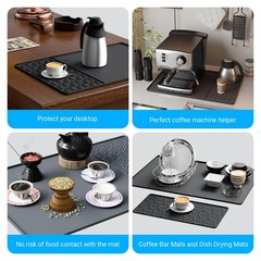 Silicone Coffee mat 24”x16” – Non-Slip Bar Mat with Detachable Drying La