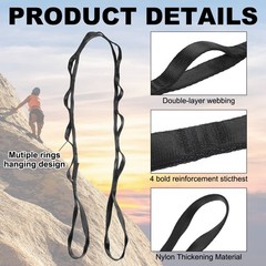25KN Daisy Chain Yoga Extend Belt 1.5M, Climbing Straps for Exercise, Black